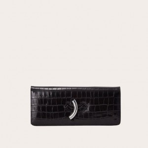 Little Liffner Maccheroni Croc Embossed Pochette Donna Nere | 8904-QLCPY