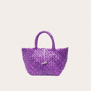 Little Liffner Mini Leather Basket Tote Donna Viola | 5369-SURTH