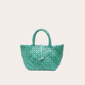 Little Liffner Mini Leather Basket Tote Donna Verde Acqua | 3807-VANOM